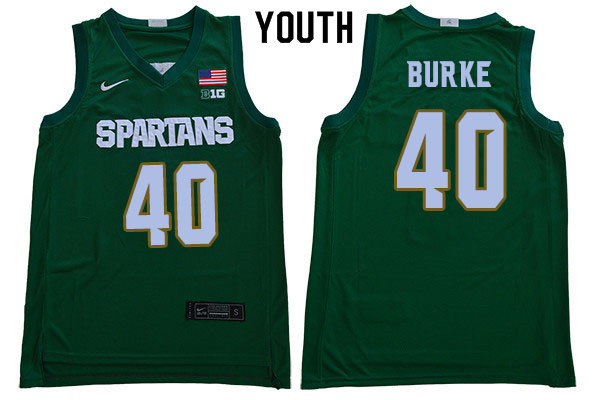 Youth Michigan State Spartans #40 Braden Burke NCAA Nike Authentic Green 2020 College Stitched Basketball Jersey KA41V58RV